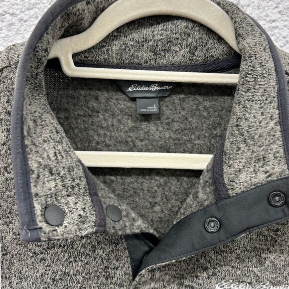 Eddie Bauer Men's Radiator Fleece Snap Mock Pullover Heather Gray Sweater Size L - Picture 8 of 8